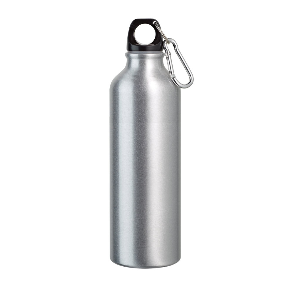 Bidon de sport publicitaire avec mousqueton 750 ml SIDEROT Argenté satiné